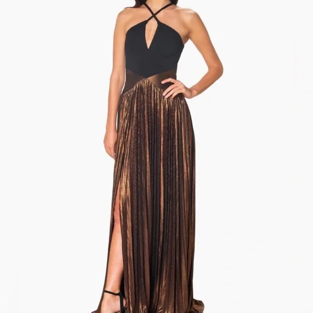 Dress the Population Black and Bronze Maxi Dress